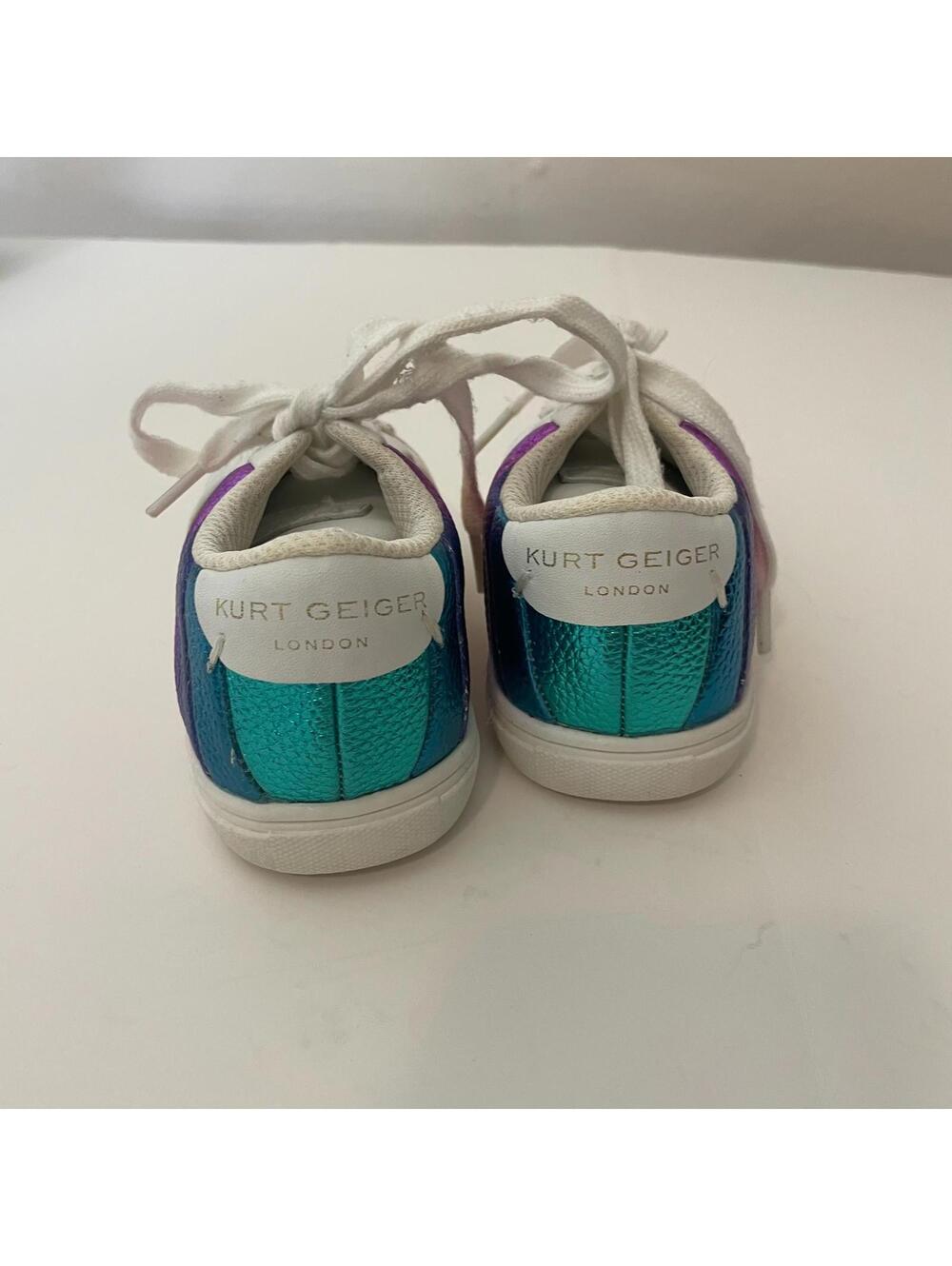 Kurt Geiger London Kids' Mini Lane Stripe Leather Sneakers Rainbow 7 Toddler - Picture 3 of 8